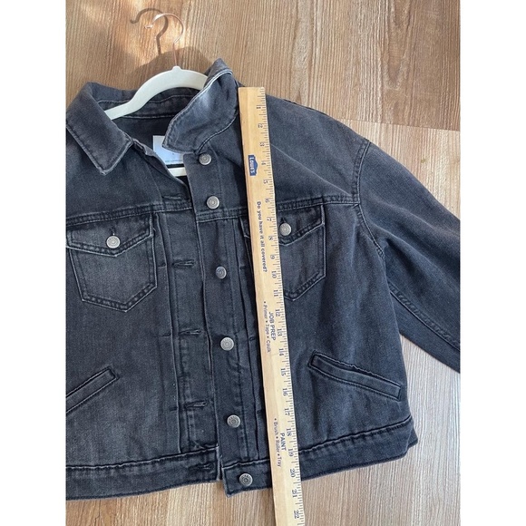 OLD NAVY Washed Black Dark Grey Cropped Denim Jacket Women’s Size L - Picture 6 of 8